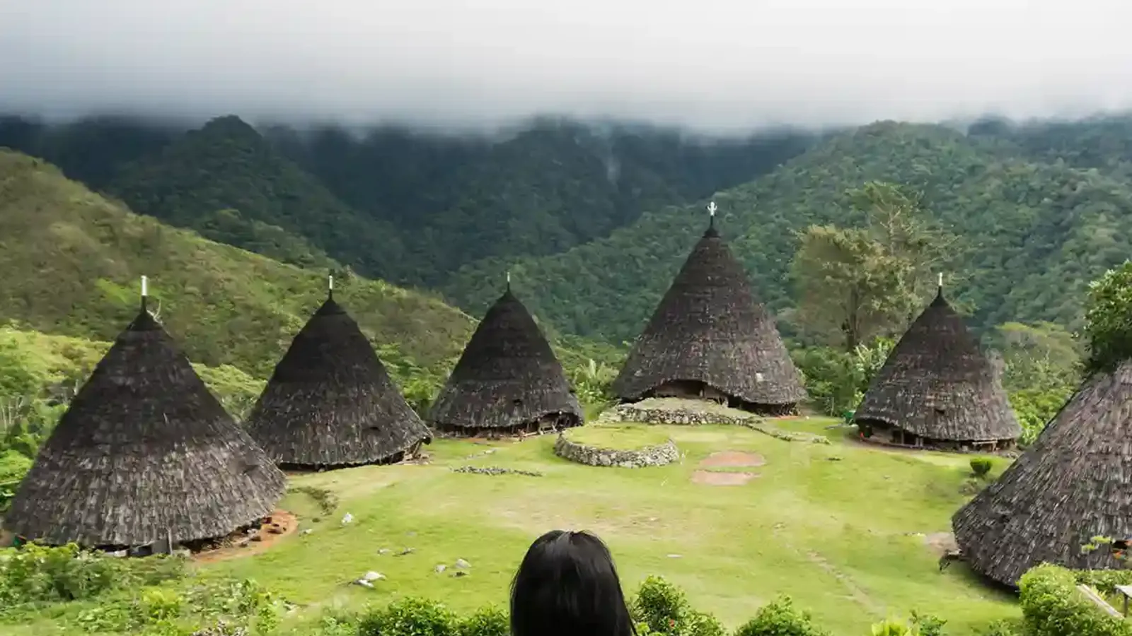 Traditional Wae Rebo village houses in Flores