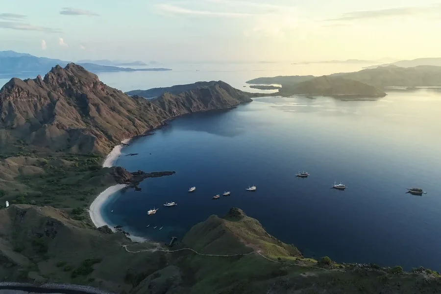 Aerial view of Padar Island viewpoint in Komodo National Park